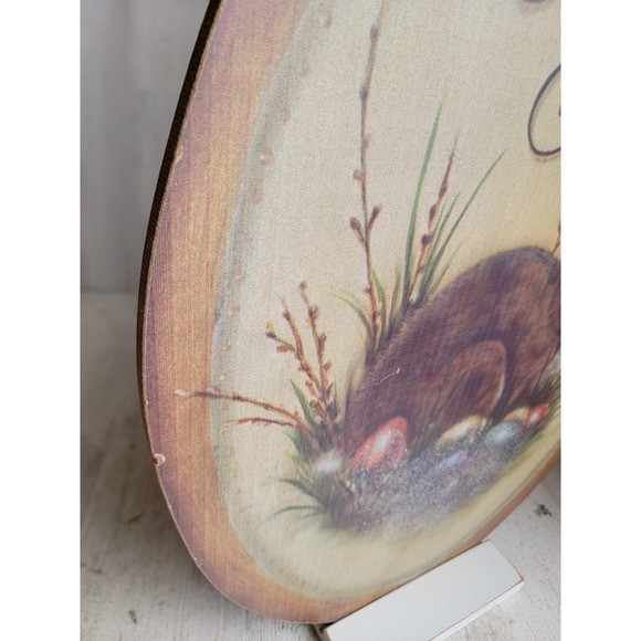 18 inch Happy Easter egg shaped standing sign rabbit bunny...